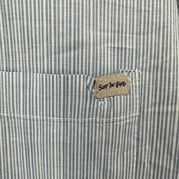 SURF THE EARTH Shirt Mens XXL Button Up Blue Cotton Coastal Short Sleeve - Picture 5 of 8